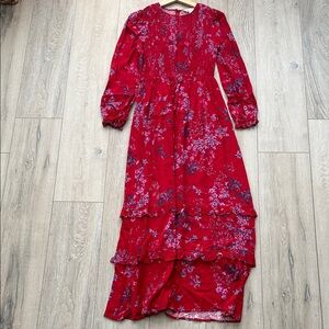 Market & Spruce Red Floral Long Sleeve Dress size S